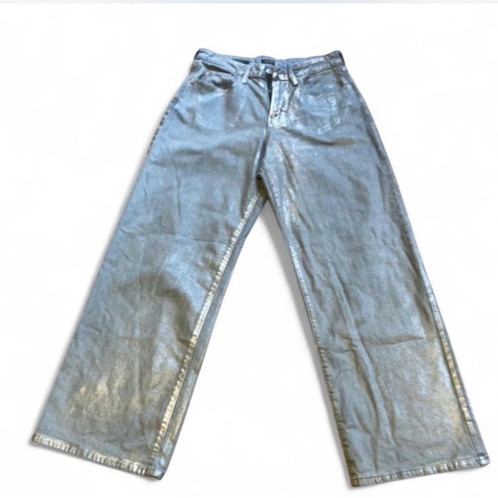 Wild‎ Fable Silver Flare & Wide Leg blue Jeans with metallic detail y2k boho